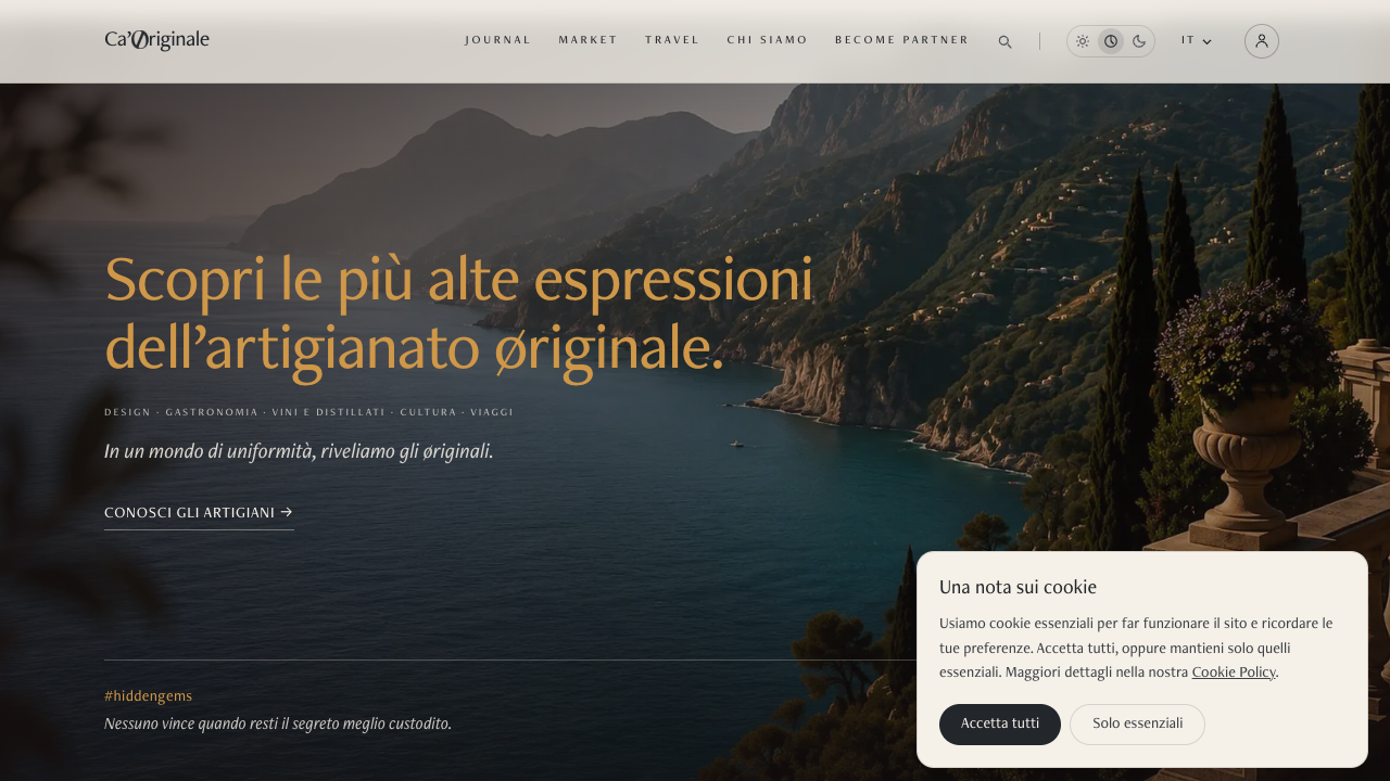 Schermata live del sito Ca'Øriginale